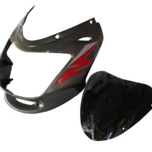 Headlight Visor With Glass Fit For Bajaj Caliber 115 Mouse Grey(red Sticker)