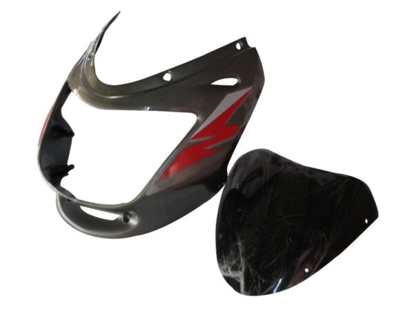 Headlight Visor With Glass Fit For Bajaj Caliber 115 Mouse Grey(red Sticker)