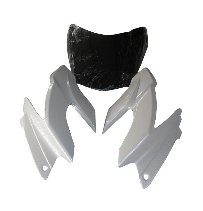 Headlight Visor With Glass Fit For Tvs Apache Rtr 160/180 Cc New Model Pearl White