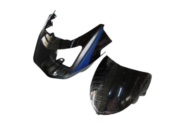 Headlight Visor With Glass Fit For Tvs Starcvti 110 Cc Latest (type-3) Black (blue Sticker)