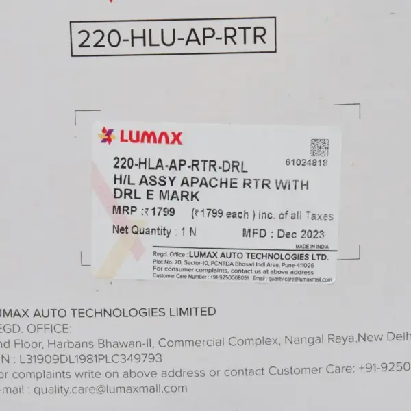 Lumax Head Light Assembly For Apache Rtr - Image 3