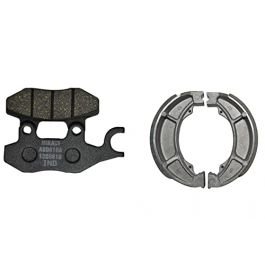 Front & Rear (combo) Brake Pad + Brake Shoe Set Compatible For Suzuki Heat (dp5+bss04)