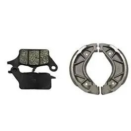 Front & Rear (combo) Brake Pad + Brake Shoe Set Compatible For Yamaha Szr (dp12+bss02)