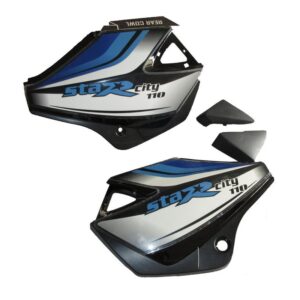 Side Panel / Side Cowl Set Fit For Tvs Starcvti 110 Cc Latest (type-3) Black (blue Sticker)