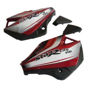 Side Panel / Side Cowl Set Fit For Tvs Starcvti 110 Cc Latest (type-3) Flame Red