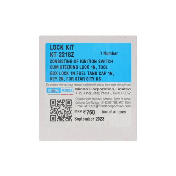 Spark Minda Lock Kit Set Of 3 For Star City - Image 3
