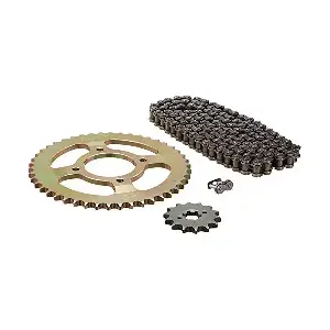 Uno Minda Ch-2021 Quadra Rivet Chain, Alloy Steel Hardened Sprockets & Sprocket Kit R428h Size-130l / 14t / 46t(4h) For Tvs Apache 180cc
