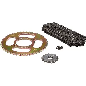 Uno Minda Ch-7002 Chain Sprocket Kit R428 Size-118l/ 14t/ 45t(4h) For Yamaha Libero, G5, Alba, Ybr 110cc