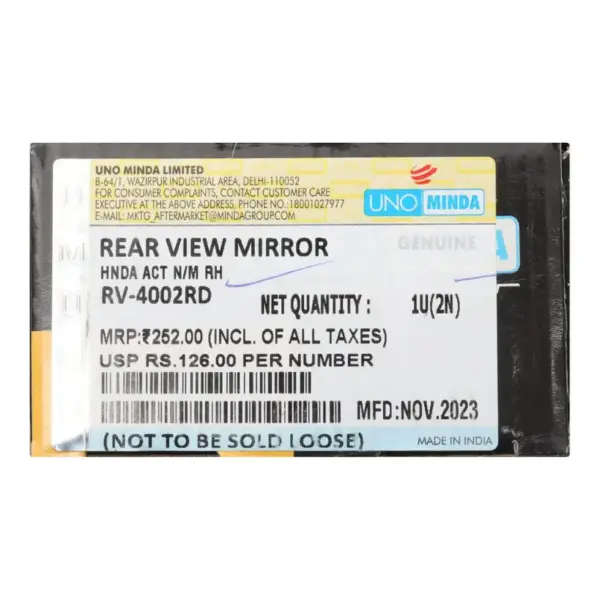 Uno Minda Mirror (right) For Activa New - Image 3