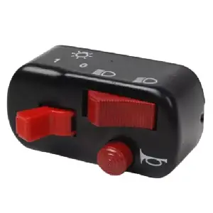 Uno Minda Sw-0744f Handle Bar Switch- 12v Black- W/o Engine Kill - Black Cover, Red Buttons For-bajaj-chetak/chetak - 4s/ Classic