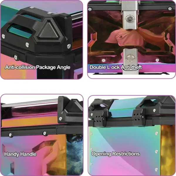 LGP rainbow large capacity aluminium top box 45 ltrs (fits all motorcycle) - color plating premium top box - Image 6