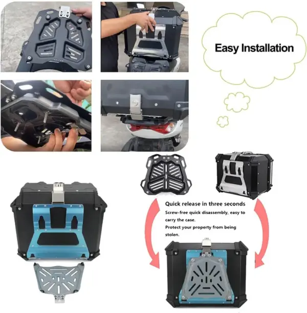 LGP rainbow large capacity aluminium top box 45 ltrs (fits all motorcycle) - color plating premium top box - Image 5