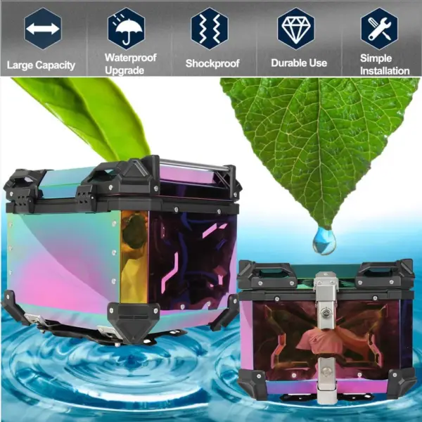 LGP rainbow large capacity aluminium top box 45 ltrs (fits all motorcycle) - color plating premium top box - Image 3