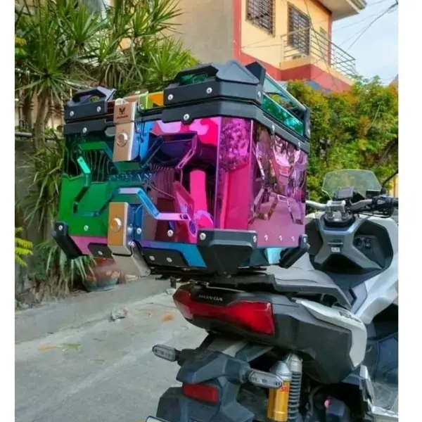 LGP rainbow large capacity aluminium top box 45 ltrs (fits all motorcycle) - color plating premium top box - Image 7