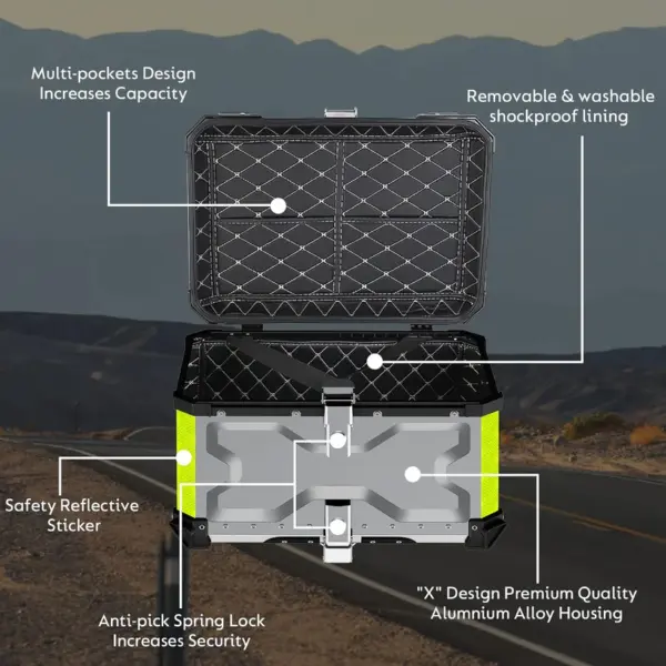 LGP | heavyduty Top Case/Top box | 65L | X type | Premium aluminium - universal - 1 YEAR WARRANTY - Image 3