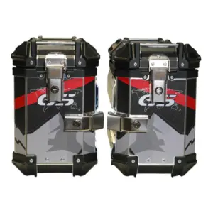 LGP Premium Aluminium GS Graphics 38L Panniers ( pair) with bracket BLACK RED